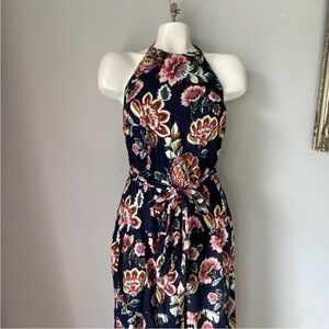 New York & Company Floral Maxi Dress - Navy and Pink whimsigoth Romantic Y2K